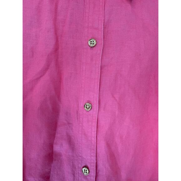Ralph Lauren Button Up Blouse Pink Long Sleeve Linen Lagenlook Relaxed Small - Picture 7 of 14